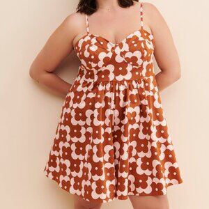 Hutch // Pink Tan Floral Retro Mod Floral Romper 20W